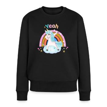 Einhorn - Frauen Premium Bio Pullover - Schwarz - Vorne - Julia (174cm)