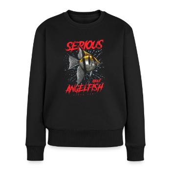 Ernsthaft im Bereich Diskusfische seit 1951 - Frauen Premium Bio Pullover - Schwarz - Vorne - Julia (174cm)