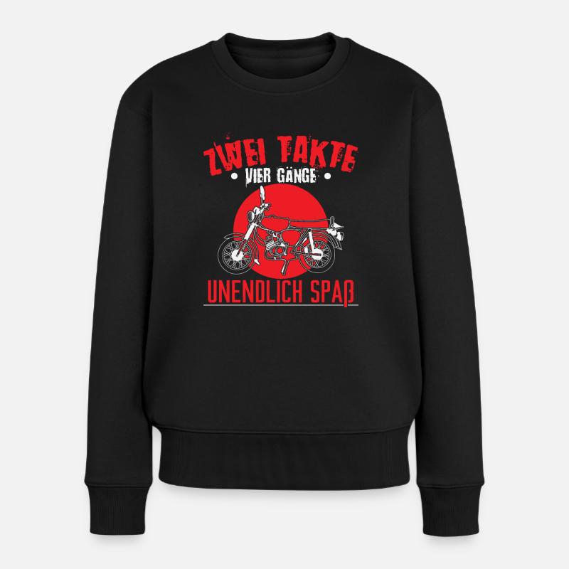 Zwei Takte, vier Gänge, unendlich Spaß Moped - Frauen Premium Bio Pullover - Schwarz