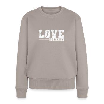 Amour comédie humoristique blague - Pull Premium bio Femme - taupe - Devant - Julia (174cm)