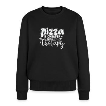 Pizza is cheaper than Therapy Salami - Frauen Premium Bio Pullover - Schwarz - Vorne - Julia (174cm)