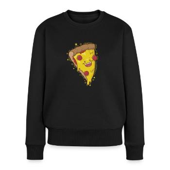Salami Pizza freut sich - Frauen Premium Bio Pullover - Schwarz - Vorne - Julia (174cm)