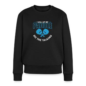 Paddle Tennis Je vais laisser ma pagaie parler - Pull Premium bio Femme - noir - Devant - Julia (174cm)