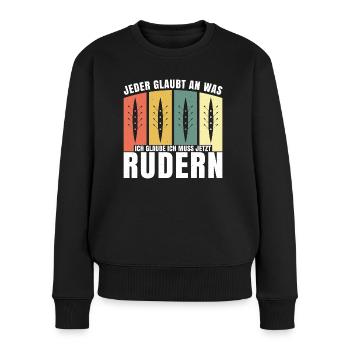 Ruderer Rudern Ruder Rudersport Geschenk Vintage - Frauen Premium Bio Pullover - Schwarz - Vorne - Julia (174cm)