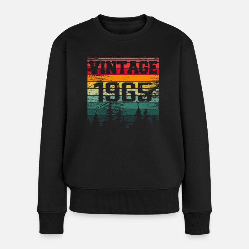 1965 Vintage Geburtstagsgeschenk 1965 Retro - Frauen Premium Bio Pullover - Schwarz