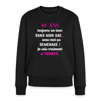 40 ans anniversaire - Pull Premium bio Femme - noir - Devant - Julia (174cm)