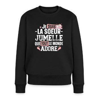 Sœur Jumelle Licorne Sœurs Famille Fille Rose Mug - Pull Premium bio Femme - noir - Devant - Julia (174cm)