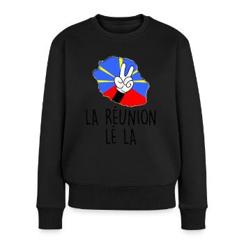 Insel La Réunion Flagge von La Réunion - Frauen Premium Bio Pullover - Schwarz - Vorne - Julia (174cm)