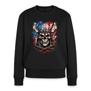 US-Wikinger-Krieger - Frauen Premium Bio Pullover - Schwarz - Vorne - Julia (174cm)