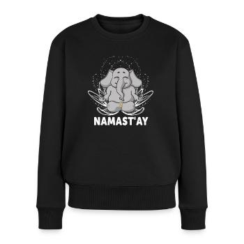 Drôle Namaste Yoga Éléphant - Pull Premium bio Femme - noir - Devant - Julia (174cm)