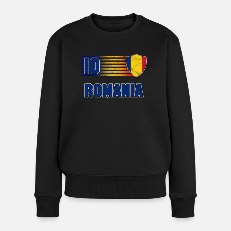 Rumänien - Frauen Premium Bio Pullover - Schwarz