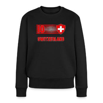 Schweiz - Frauen Premium Bio Pullover - Schwarz - Vorne - Julia (174cm)