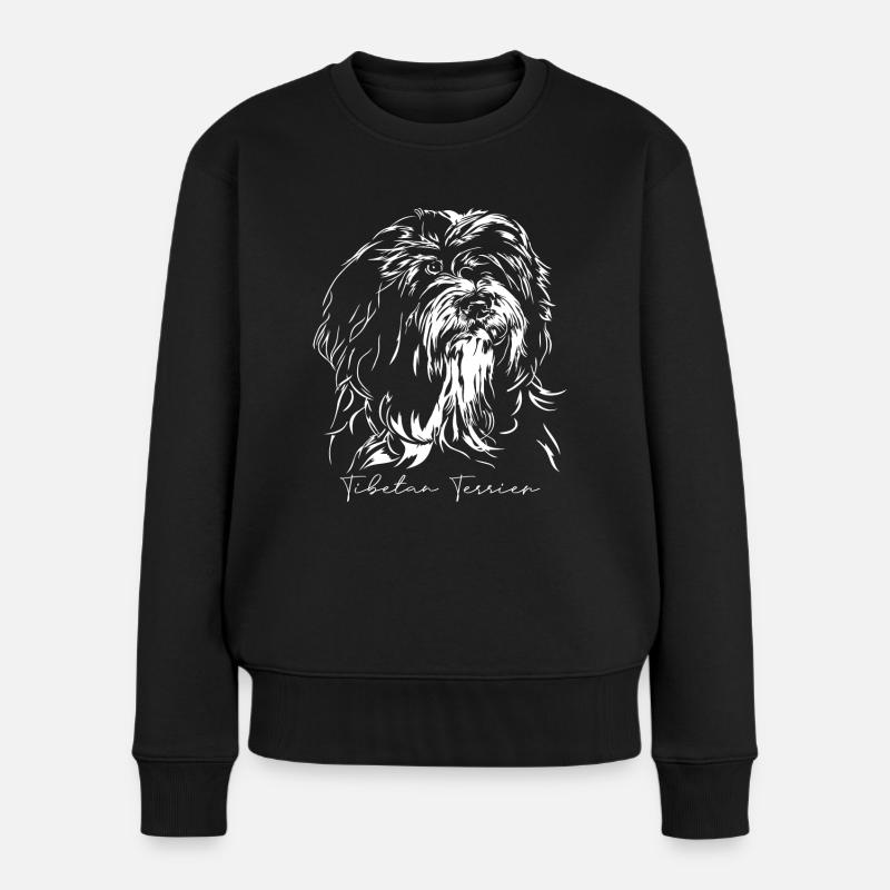 TIBETAN TERRIER Portrait Wilsigns Hunde Hund - Frauen Premium Bio Pullover - Schwarz