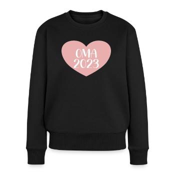 Oma 2023 Herz - Frauen Premium Bio Pullover - Schwarz - Vorne - Julia (174cm)