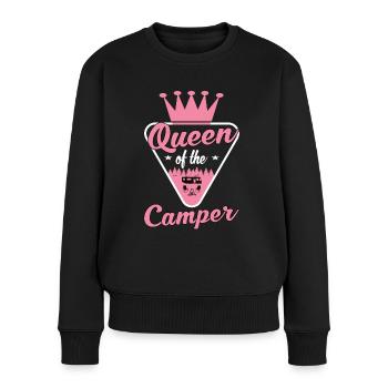 Die Camping Königin Wohnwagen und Campingplatz - Frauen Premium Bio Pullover - Schwarz - Vorne - Julia (174cm)
