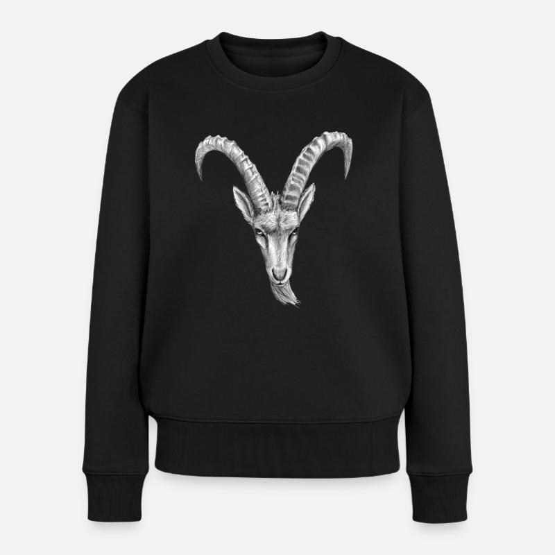 steinbock - Frauen Premium Bio Pullover - Schwarz