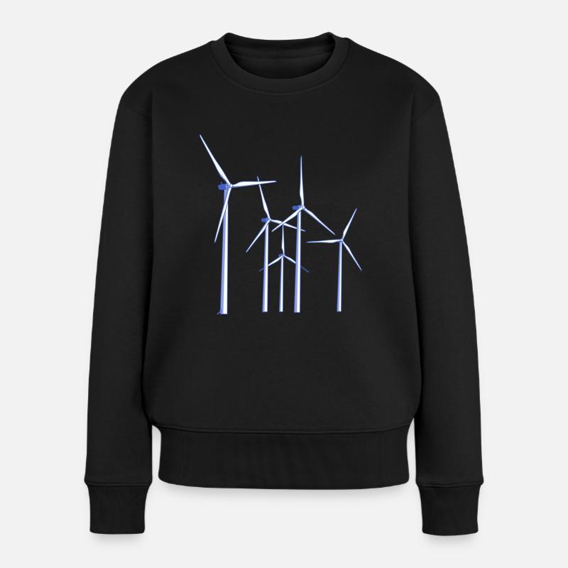Windräder - Frauen Premium Bio Pullover - Schwarz