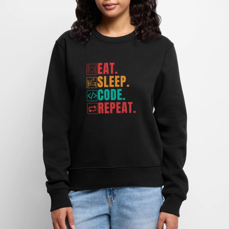 EAT SLEEP CODE REPEAT - FUNNY CODER Women's Premium Organic Jumper