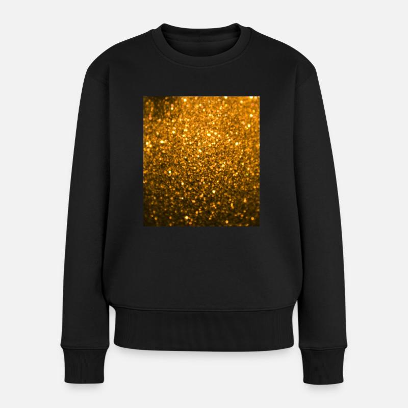 Funkelnder Golden Glitter - Frauen Premium Bio Pullover - Schwarz