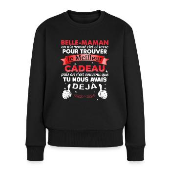 Cadeau Belle-Mère Humour Meilleur Cadeau - Pull Premium bio Femme - noir - Devant - Julia (174cm)
