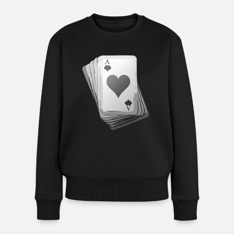Cards black/white - Frauen Premium Bio Pullover - Schwarz