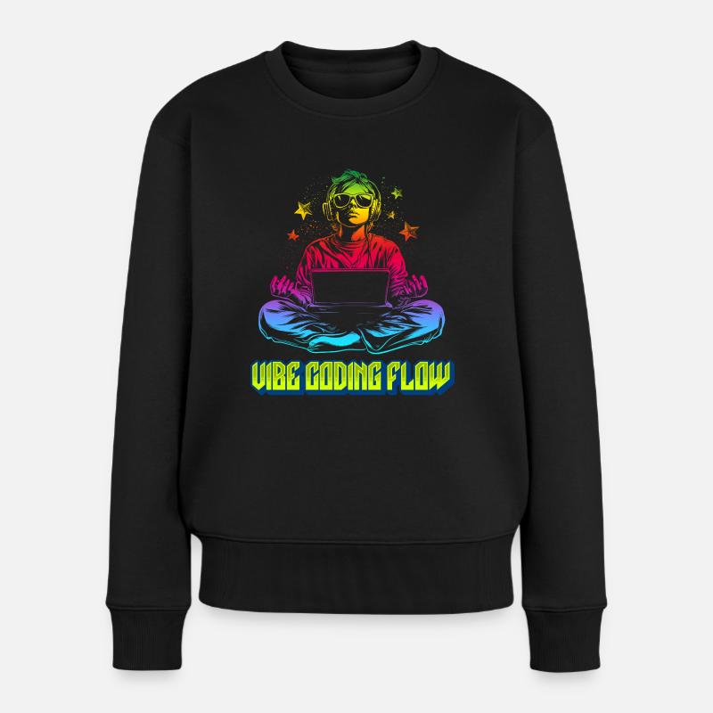 VIBE CODING FLOW – Programmeurs et codeurs - Pull Premium bio Femme - noir