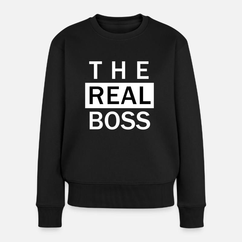 The Real Boss Girl - Partnerlook Design! BO55 - Frauen Premium Bio Pullover - Schwarz