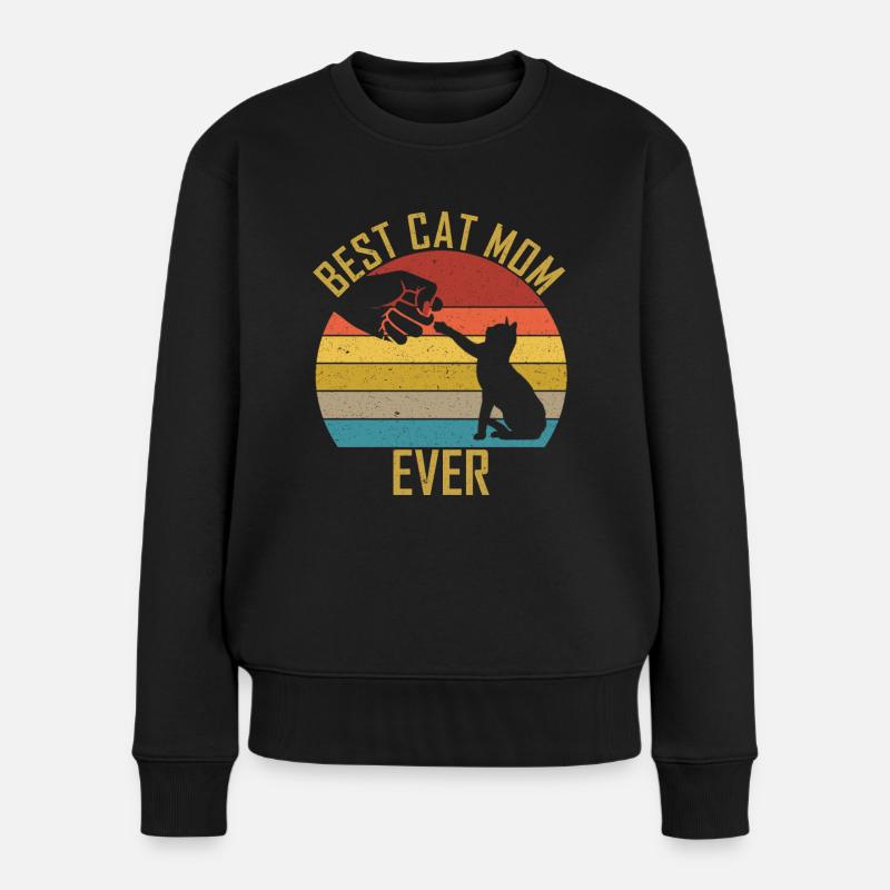 Katzenmama Katze cat mom Katzenliebhaber Geschenk - Frauen Premium Bio Pullover - Schwarz