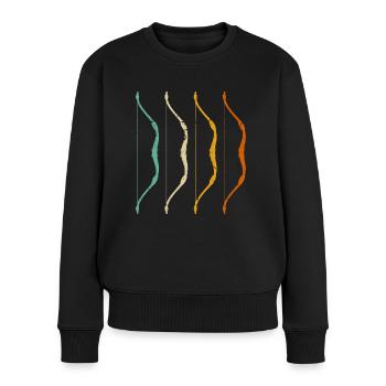 Vintage Bogensport Retro Bogenschießen - Frauen Premium Bio Pullover - Schwarz - Vorne - Julia (174cm)