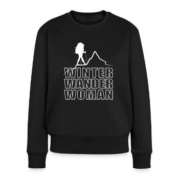 Winter wander woman - Frauen Premium Bio Pullover - Schwarz - Vorne - Julia (174cm)