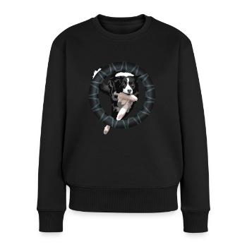 border collie au pneu - Pull Premium bio Femme - noir - Devant - Julia (174cm)