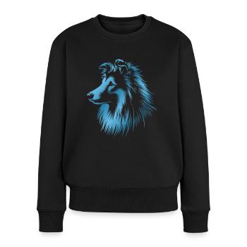 Sheltie | Shetland Sheepdog Hundekopf blau - Frauen Premium Bio Pullover - Schwarz - Vorne - Julia (174cm)