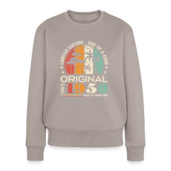 Oldtimer Baujahr 1950 Geboren Jahrgang Geburtstag - Frauen Premium Bio Pullover - Taupe - Vorne - Julia (174cm)