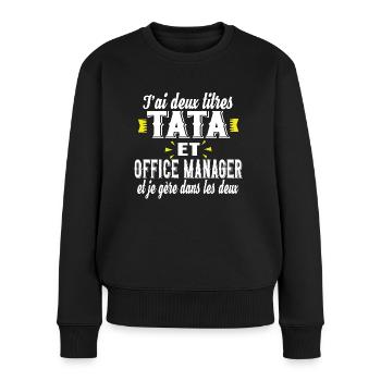 Office Manager Tata Femme Cadeau Métier Famille - Pull Premium bio Femme - noir - Devant - Julia (174cm)