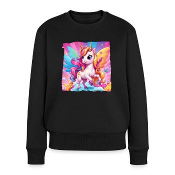 Einhorn - Frauen Premium Bio Pullover - Schwarz - Vorne - Julia (174cm)
