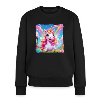 Einhorn - Frauen Premium Bio Pullover - Schwarz - Vorne - Julia (174cm)