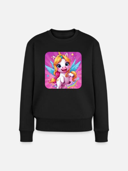 Einhorn - Frauen Premium Bio Pullover - Schwarz