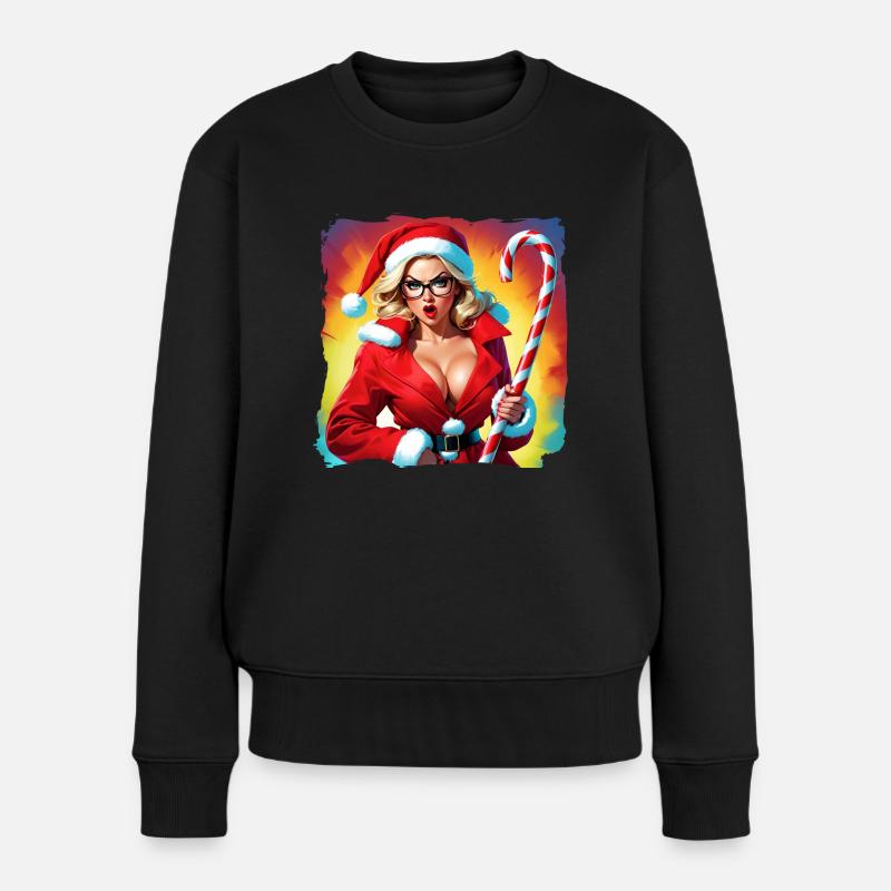 Weihnachtsfrau - Frauen Premium Bio Pullover - Schwarz