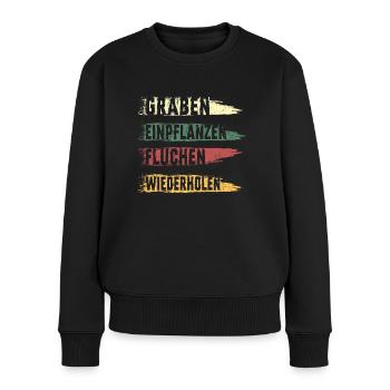 Landschaftsgärtner Gärtner fluchen Graben Spruch - Frauen Premium Bio Pullover - Schwarz - Vorne - Julia (174cm)