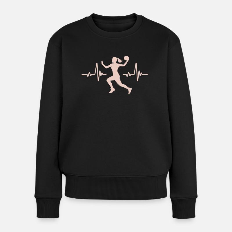 Herzschlag eines Handballspielers, Handball - Frauen Premium Bio Pullover - Schwarz