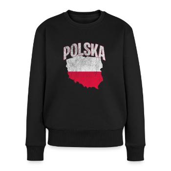 Polska Polen Poland - Frauen Premium Bio Pullover - Schwarz - Vorne - Julia (174cm)