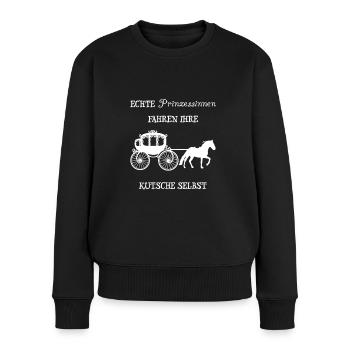 Echte Prinzessinen fahren ihre Kutsche selbst - Frauen Premium Bio Pullover - Schwarz - Vorne - Julia (174cm)