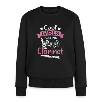 Les filles cool jouent de la clarinette - Pull Premium bio Femme - noir - Devant - Julia (174cm)