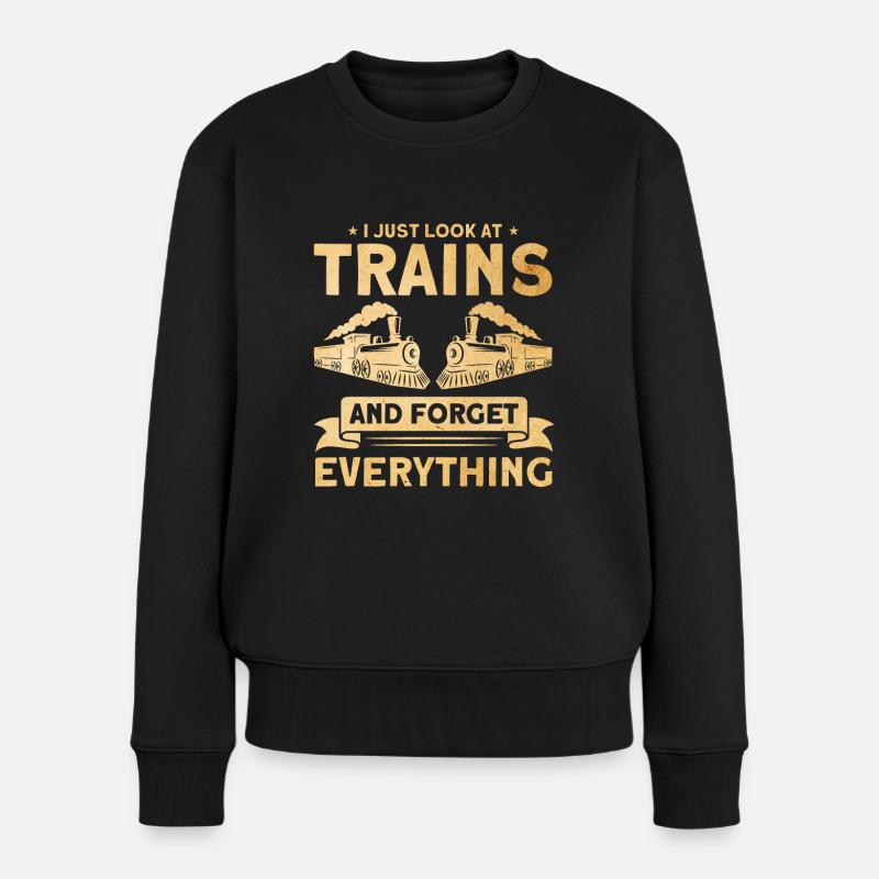 Modellbahn Zug Lokomotiven Geschenk - Frauen Premium Bio Pullover - Schwarz