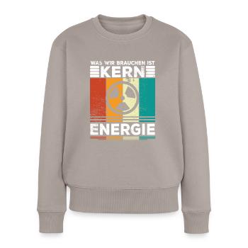 Atomenergie Atomkraftwerke Kernkraft Kernenergie - Frauen Premium Bio Pullover - Taupe - Vorne - Julia (174cm)