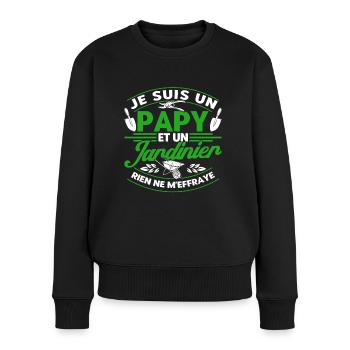 Gärtner Schrebergarten Gartenarbeit Geschenk - Frauen Premium Bio Pullover - Schwarz - Vorne - Julia (174cm)