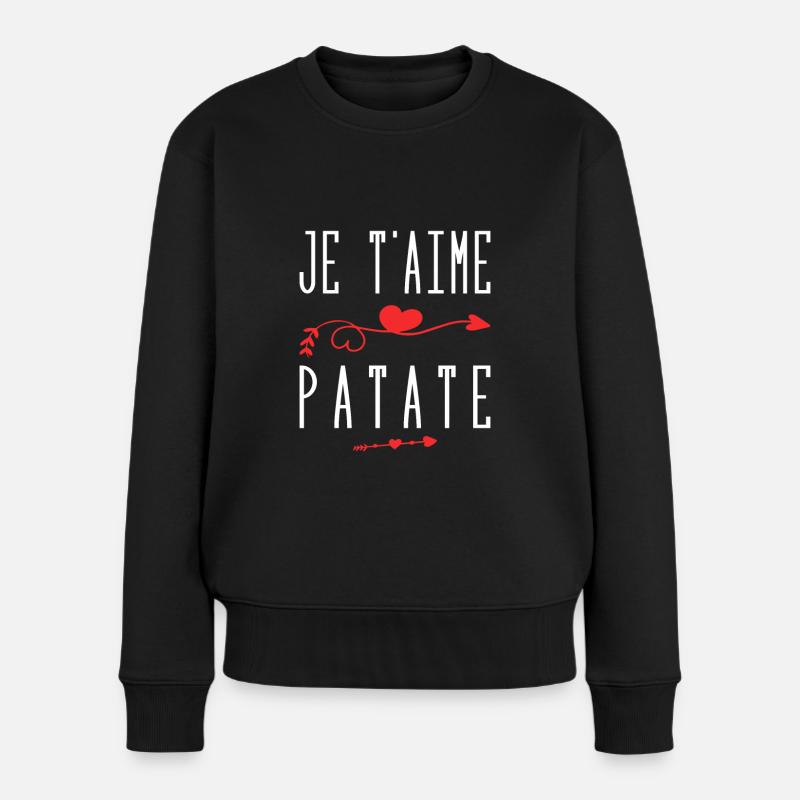 Je t'aime patate - Pull Premium bio Femme - noir