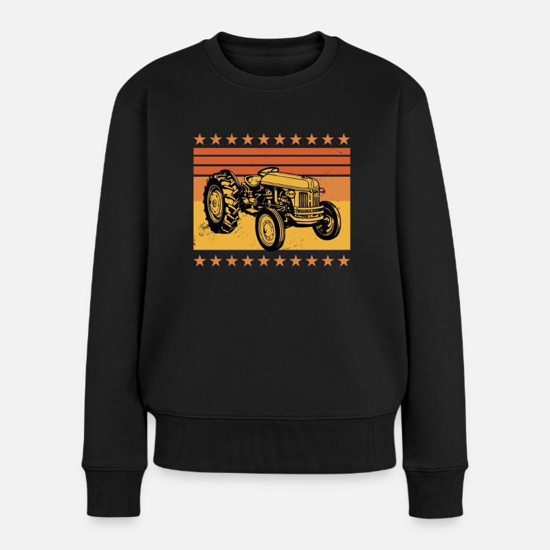Traktor Oldschool Traktor Fans und Landwirte - Frauen Premium Bio Pullover - Schwarz