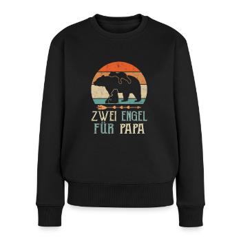 Zwei Engel für Bär Papa Baby Papa's Vatertag - Frauen Premium Bio Pullover - Schwarz - Vorne - Julia (174cm)