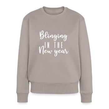 Glitzernd Im Neuen Jahr - Frauen Premium Bio Pullover - Taupe - Vorne - Julia (174cm)